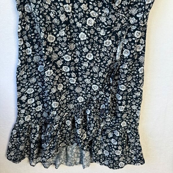 J Crew Mercantile Flouncy Floral Faux Wrap Short Dress Size 10 Ruffles Navy Blue - Picture 5 of 14